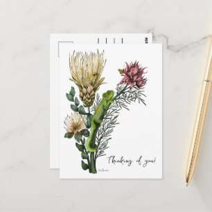 Carte Postale Chaméléon floral blanc élégant - Pensée pour vous