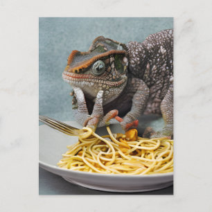 Carte Postale Chameleon Manger Spaghetti