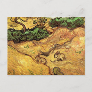 Carte Postale Champ avec deux lapins par Vincent van Gogh