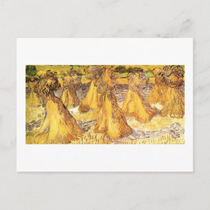 Carte Postale Champ avec piles de blé Van Gogh Art