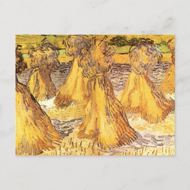 Carte Postale Champ avec piles de blé, Vincent van Gogh (Devant)