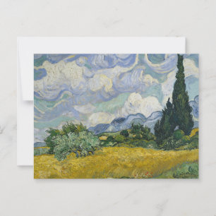 Carte Postale Champ de blé avec cyprès :
