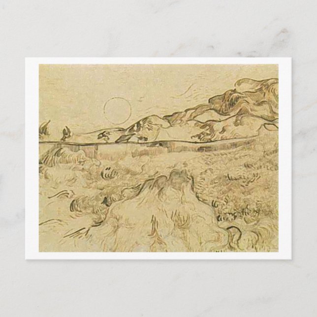Carte Postale Champ de blé enfermé avec la Faucheuse, Vincent va (Devant)