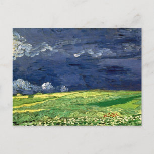 Carte Postale Champ de blé sous ciel nuageux Van Gogh Art