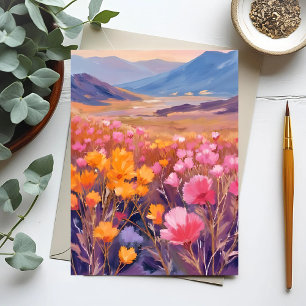 Carte Postale Champ de fleurs sauvages Peinture de paysage flo