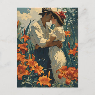 Carte Postale Champ Lily romantique vintage