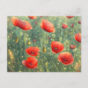 Carte Postale Champ lumineux de pavots rouges