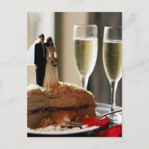 Carte Postale Champagne de gâteau mariage