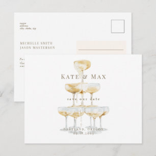 Carte Postale Champagne Mariage moderne Sauvez la date