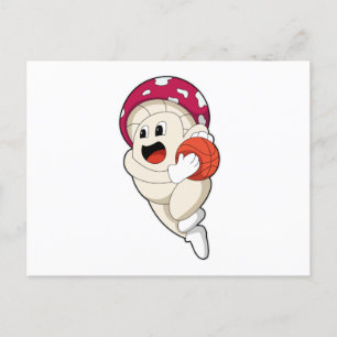 Carte Postale Champignon au sport de basket-ball
