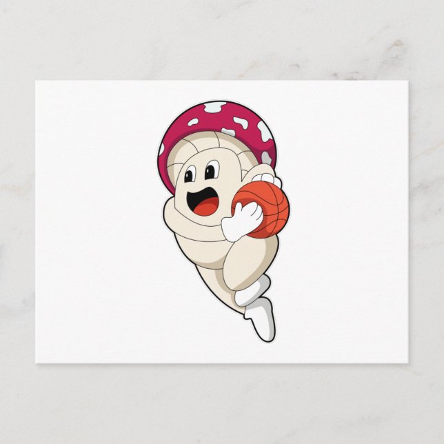 Carte Postale Champignon au sport de basket-ball (Devant)
