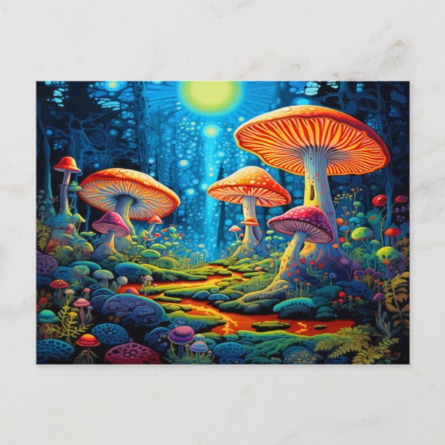 Carte Postale Champignons Colorés Fantastiques  (Devant)