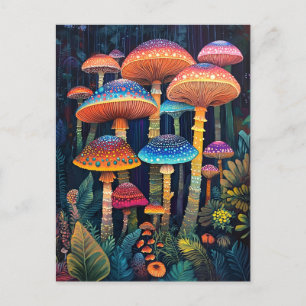 Carte Postale Champignons luminescents Jungle colorée