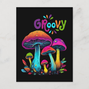 Carte Postale Champignons psychédéliques colorés-