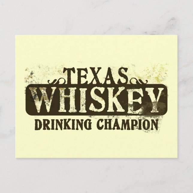 Carte Postale Champion de la boisson au whisky du Texas (Devant)