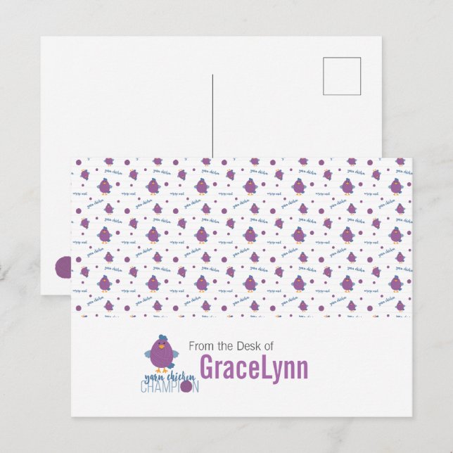 Carte Postale Champion de poule pourpre et bleu (Devant / Derrière)