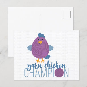 Carte Postale Champion de poule pourpre et bleu