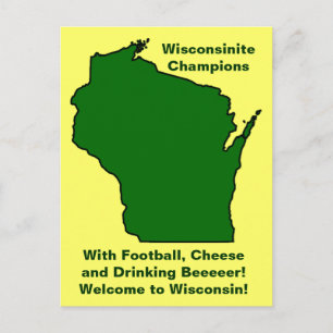 Carte Postale Champions du Wisconsinite Football, Fromage et Biè