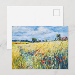 Carte Postale Champs de fleurs sauvages au bord de la rivière Ha