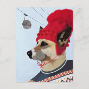 Carte Postale Chandail de chien en ski