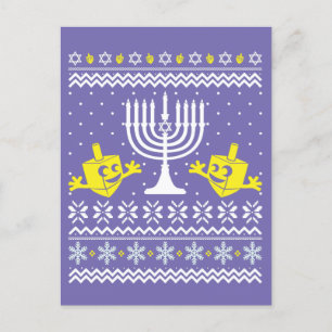 Carte Postale Chandail Hanoukka de Noël moche - Bonne Hanoukka