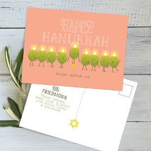 Carte Postale Chandelier de Hanukkah Olives, Groupe Peche