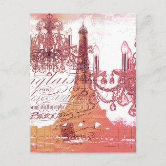 Carte Postale chandelier orange paris tour eiffel
