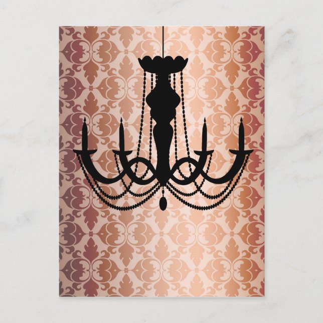 Carte Postale Chandelier vintage Damask (Devant)