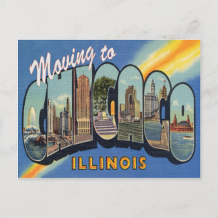 Carte Postale Changement d'adresse au style vintage de Chicago