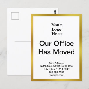 Carte Postale Changement d'adresse de l'entreprise Gold White Fa