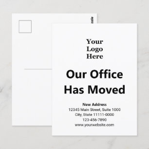 Carte Postale Changement d'adresse de l'entreprise Noir et blanc