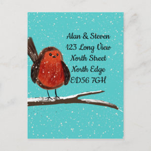 Carte Postale Changement d'adresse Robin sur une branche