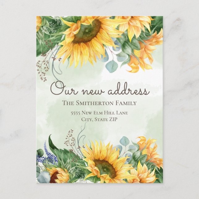 Carte Postale Changement d'adresse Sunflowers Pays verdoyant (Devant)