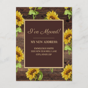 Carte Postale Changement d'adresse Tournesols Bois Rustique