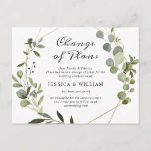 Carte Postale Changement de plan Elegant Eucalyptus Mariage