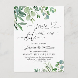 Carte Postale Changement de plan Elegant Eucalyptus Mariage