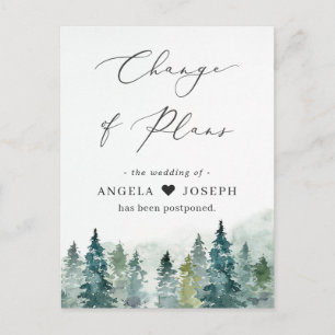 Carte Postale Changement de plan Nouvelle date Forêt d'hiver Pin
