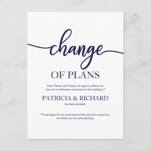 Carte Postale Changement De Plan Reporté Mariage Marine Bleu Scr