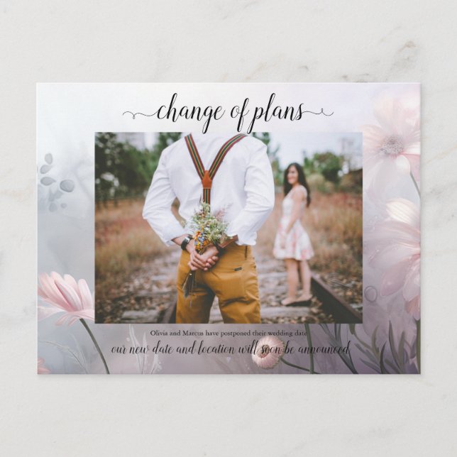 Carte Postale Changement de plans Marguerites roses (Devant)