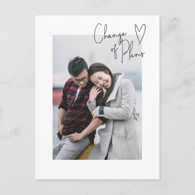 Carte Postale Changement de plans Simple Script Photo Report (Devant)