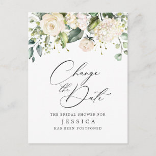 Carte Postale Changer la date de la douche de mariée Fleurs rose