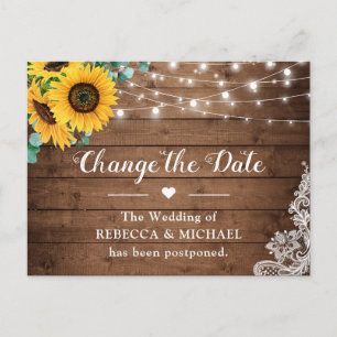 Carte Postale Changer la date Rustic Sunflower String Lace de lu
