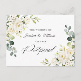 Carte Postale Changez la Date Élégant Eucalyptus Roses Blanches