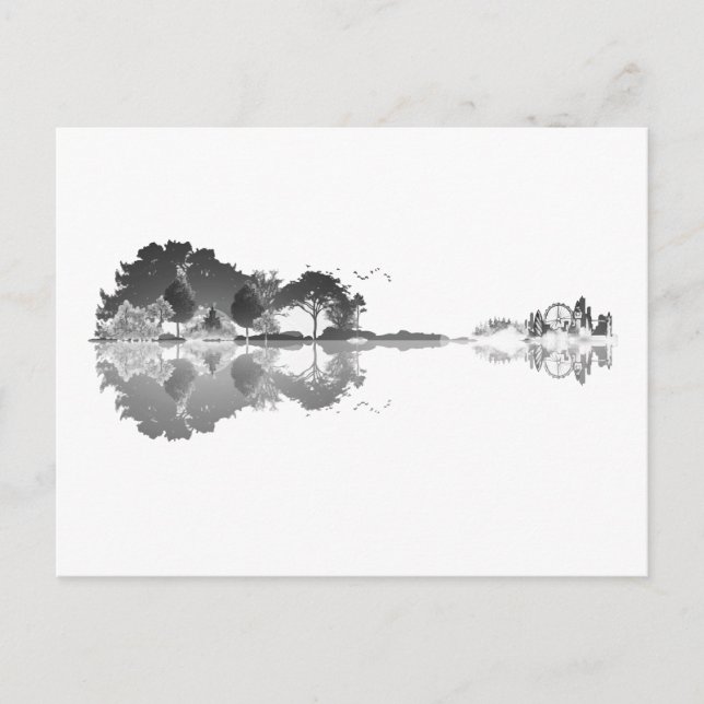 Carte Postale Chanson de la nature : Art guitare du paysage fore (Devant)