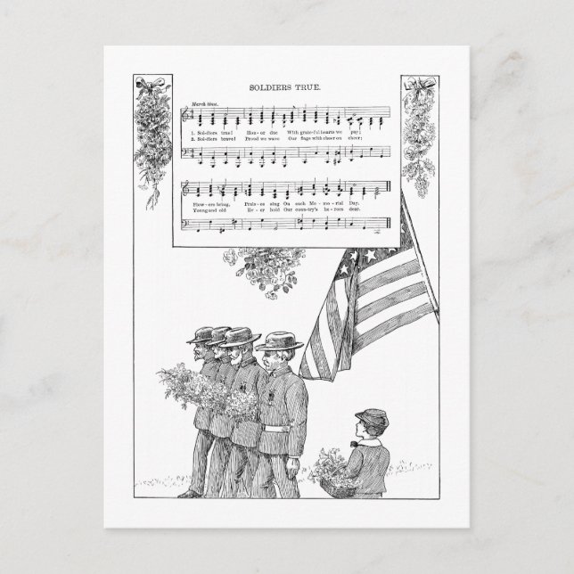 Carte Postale Chanson et soldats de la Journée commémorative (Devant)