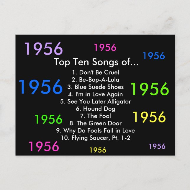 Carte Postale Chansons 1956 (Devant)