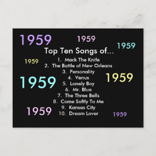 Carte Postale Chansons 1959