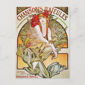 Carte Postale Chansons D'aieules Théâtre Vintage Publicité