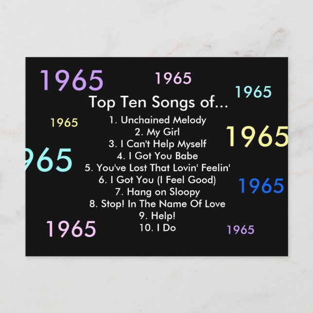 Carte Postale Chansons de 1965 (Devant)