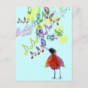 Carte Postale Chant d'oiseaux aquarelle moderne